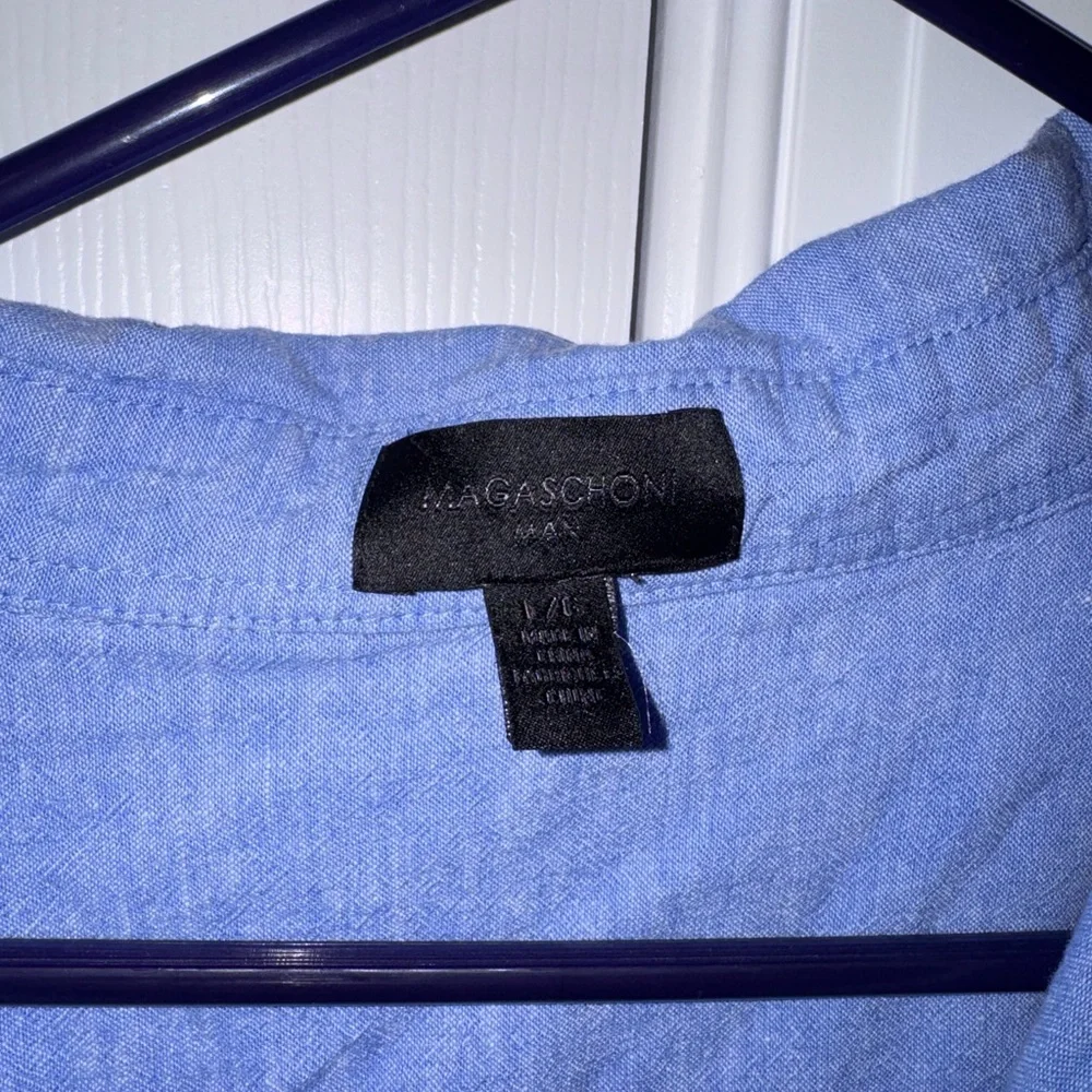 Magaschoni Light Blue Casual Button Down Shirt - Picture 2 of 4